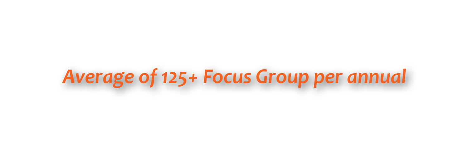 Average of 125+ Focus Group annually